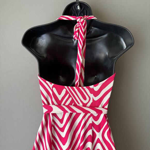 Diane von Furstenberg sz 2 pink white 100% silk midi wrap dress - Picture 8 of 10